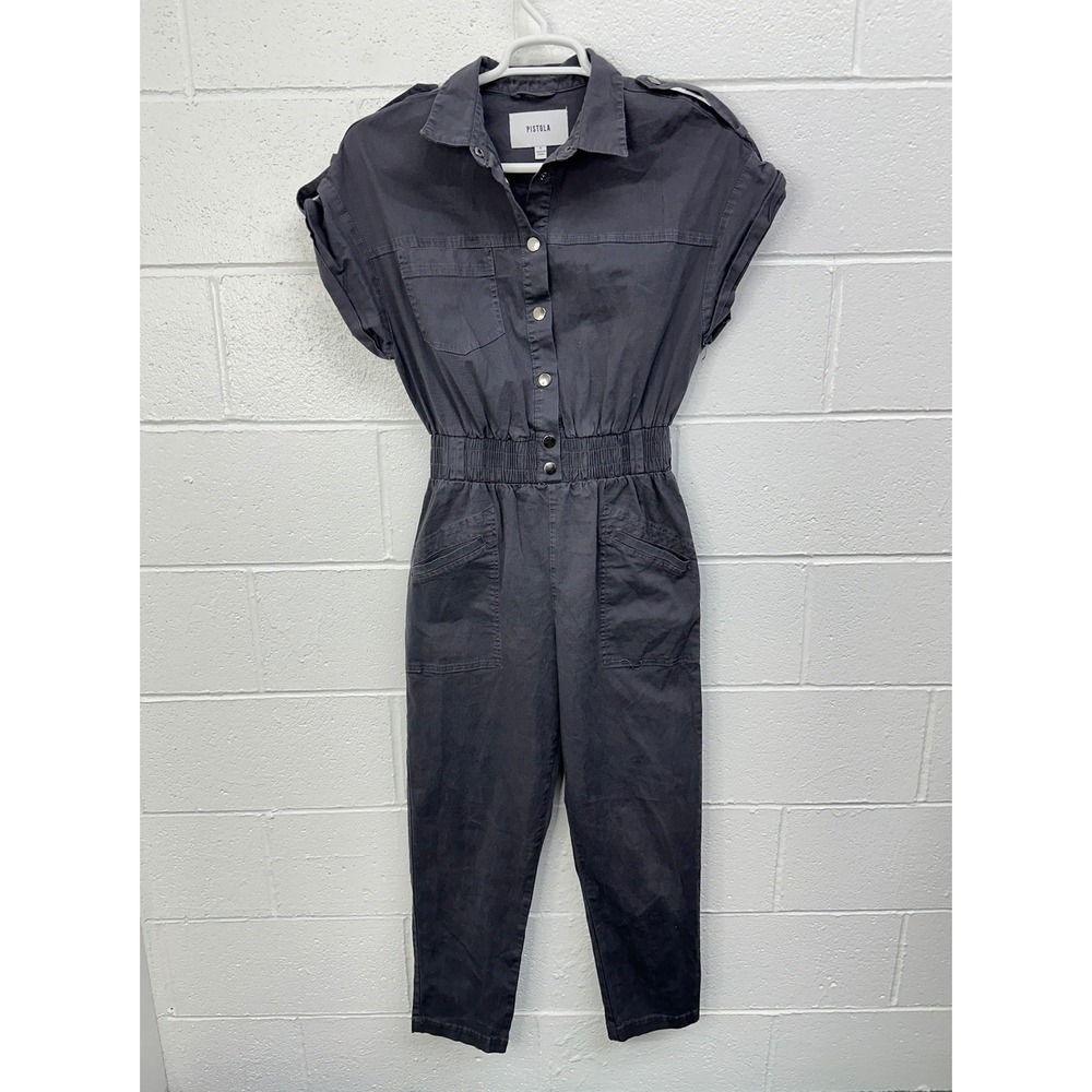 Pistola Dani Jumpsuit‎ Dark Asphalt Gray Utility Dolman Short Sleeve / Small